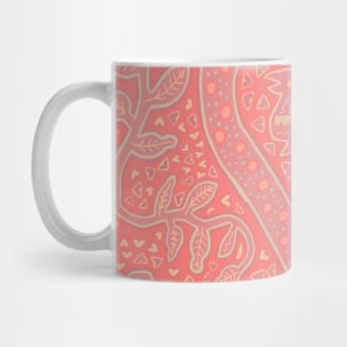 Kuna Indian Mola Serpent with Flowers - Peach Fuzz Mug